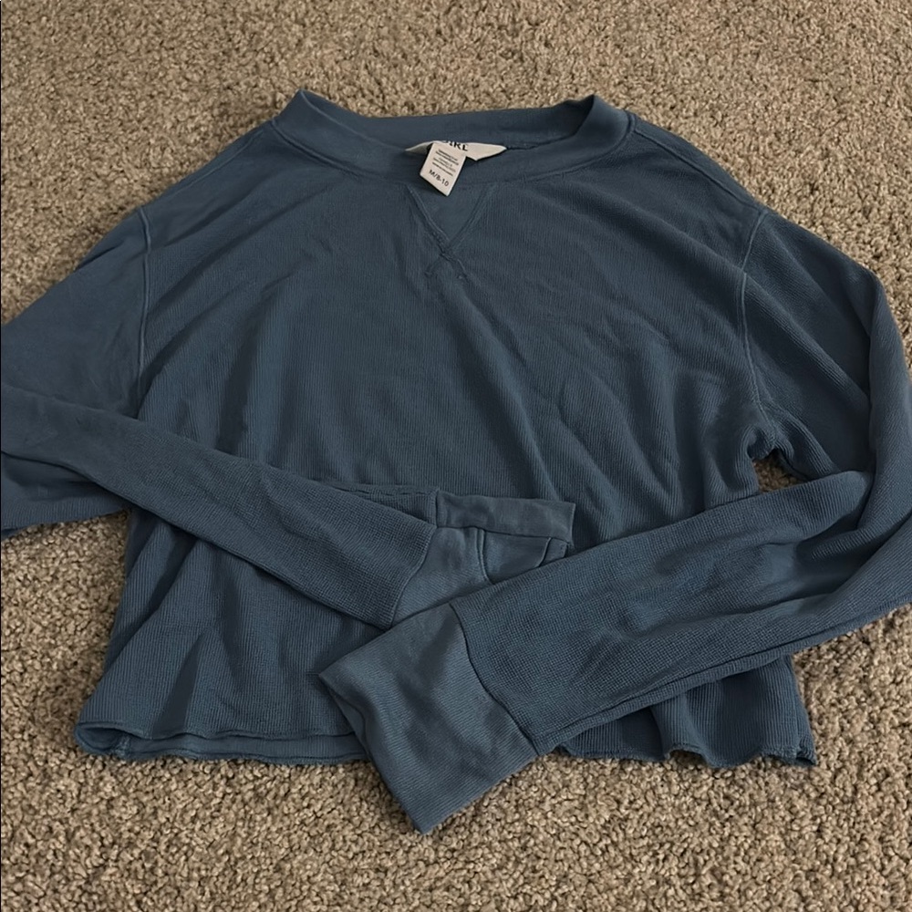 Athleta Teal Long Sleeve Cropped Top